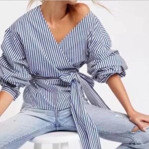 Striped wrap style top